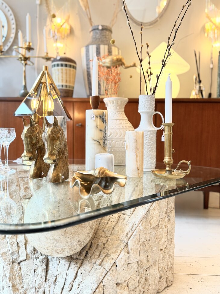 Magnussen Ponte vintage mactan stone glazen salontafel  | Sprinkelhop