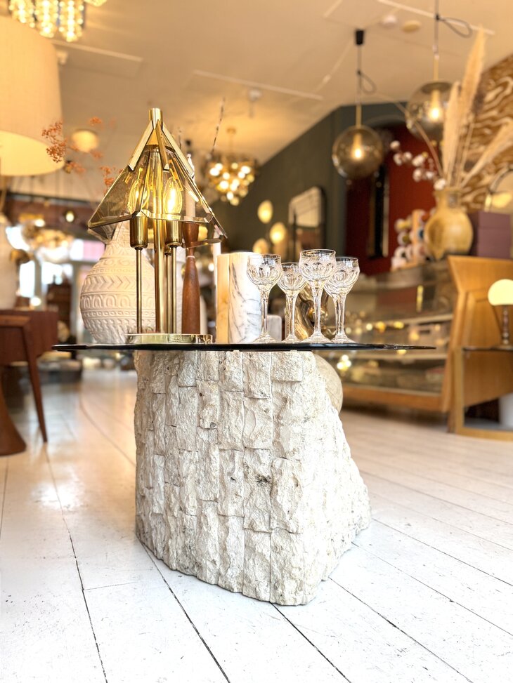Magnussen Ponte vintage mactan stone glazen salontafel  | Sprinkelhop
