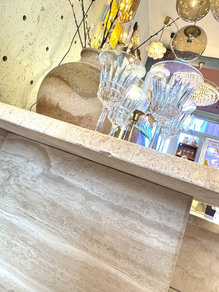 Set vintage vierkante travertin marmeren salontafels | Sprinkelhop