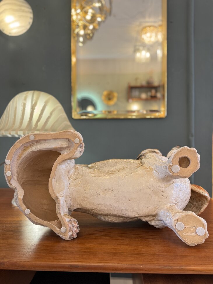 Vintage Italiaanse Maiolica keramieken basset hond XL | Sprinkelhop
