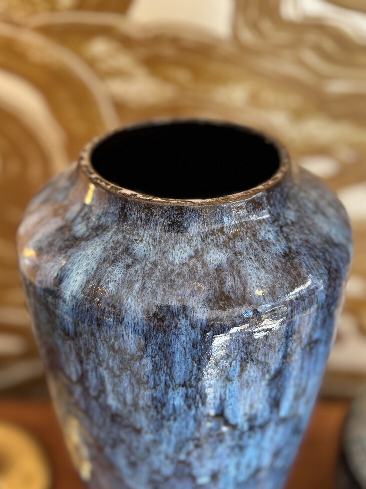 Grote vintage West Germany Fat Lava vaas Scheurich 517-45 blauw | Sprinkelhop