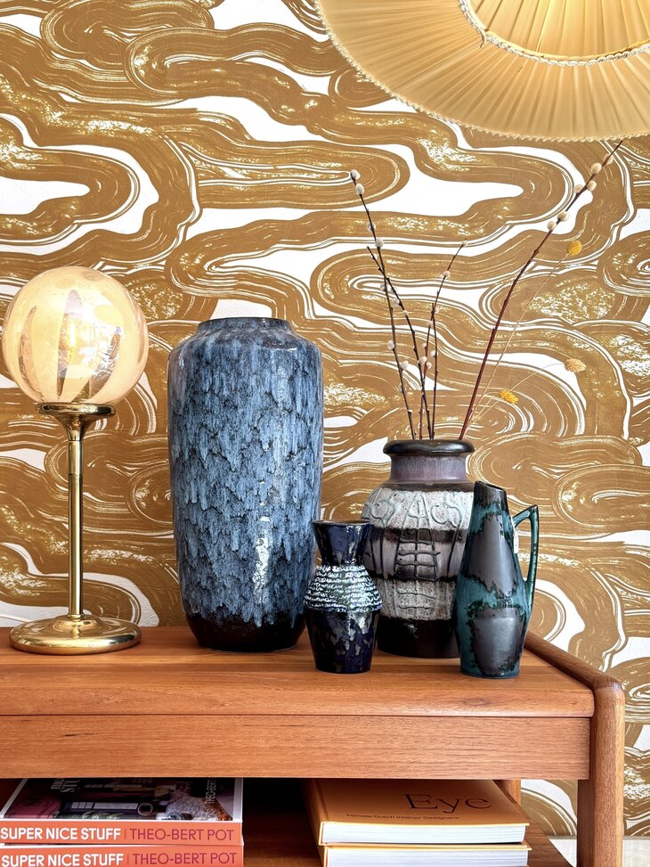 Grote vintage West Germany Fat Lava vaas Scheurich 517-45 blauw | Sprinkelhop