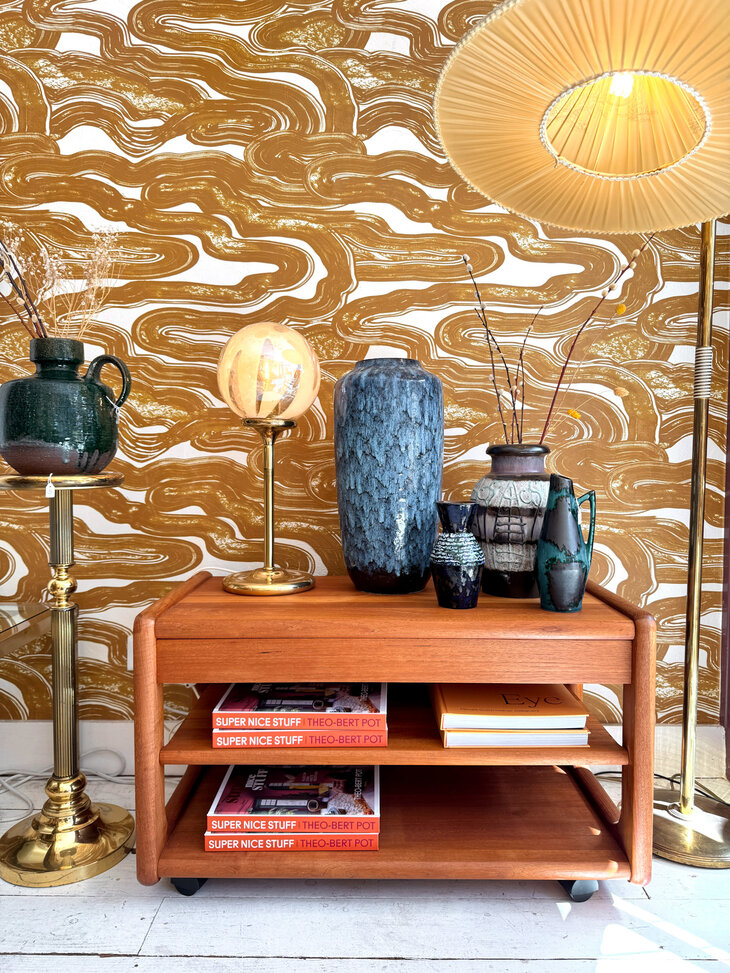 Grote vintage West Germany Fat Lava vaas Scheurich 517-45 blauw | Sprinkelhop