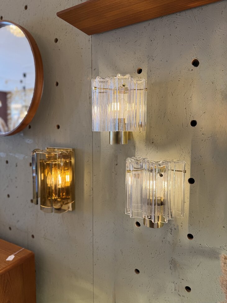 (4 st) Glash&uuml;tte Limburg messing Murano glazen "Tronchi" wandlamp 