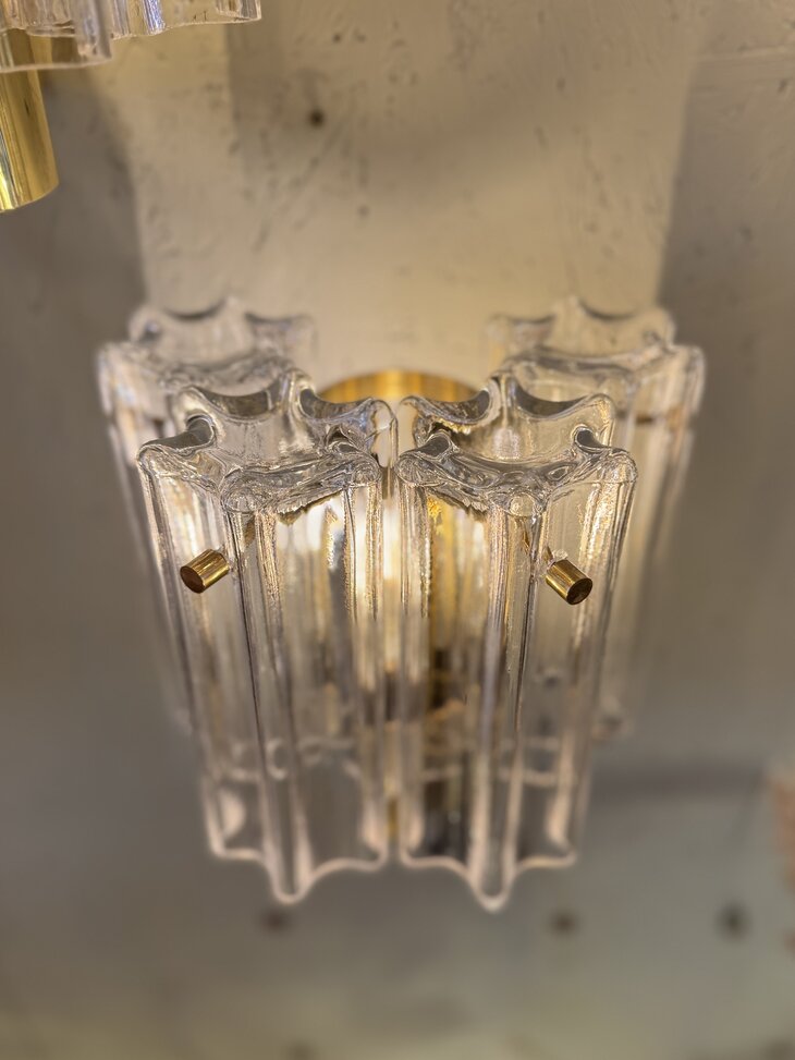 (4 st) Glash&uuml;tte Limburg messing Murano glazen "Tronchi" wandlamp 