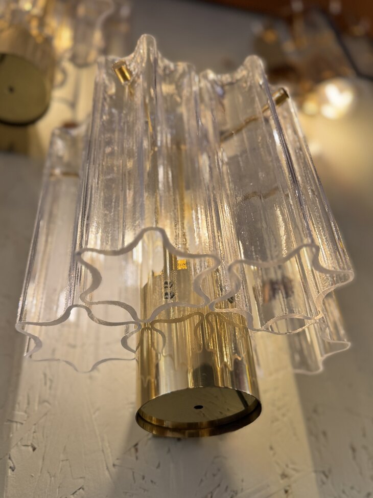 (4 st) Glash&uuml;tte Limburg messing Murano glazen "Tronchi" wandlamp 