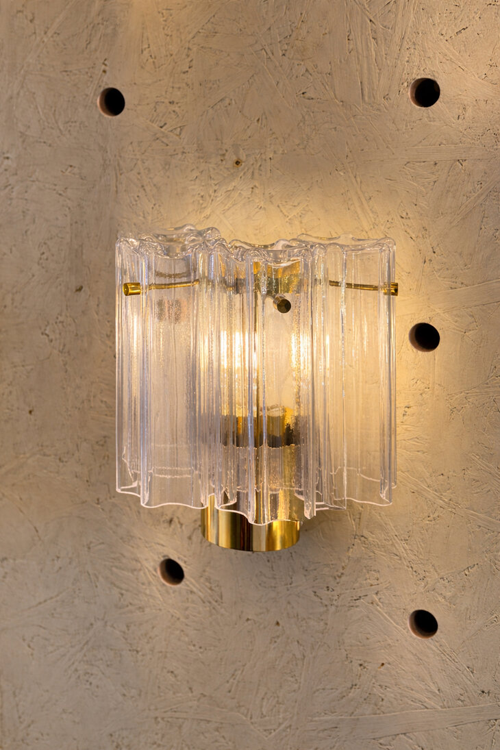 (4 st) Glash&uuml;tte Limburg messing Murano glazen "Tronchi" wandlamp 