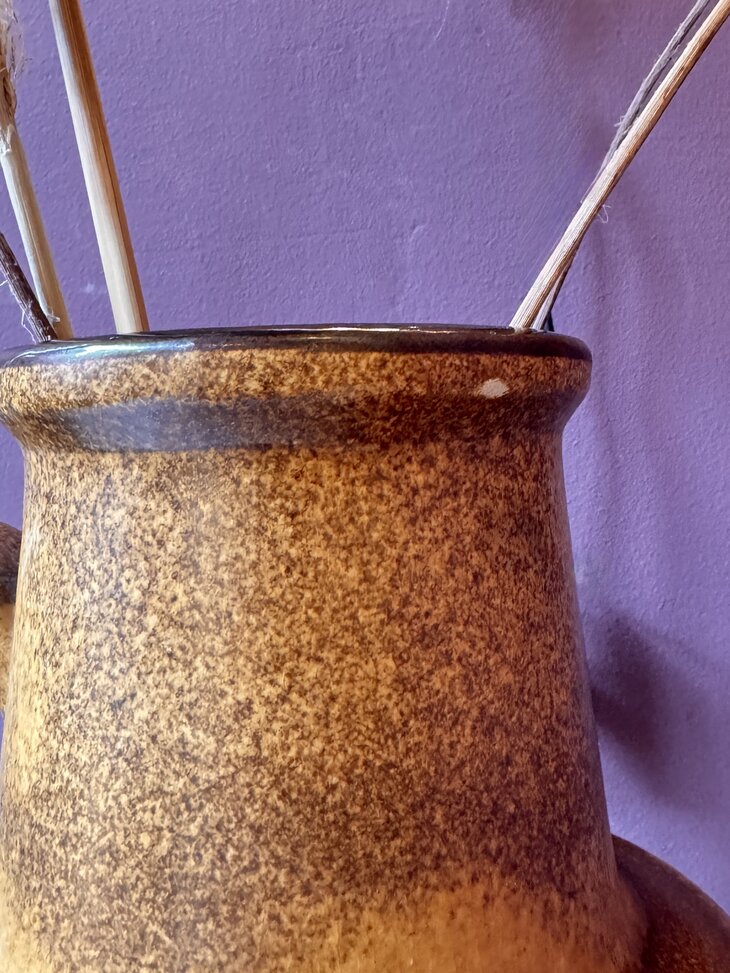 Vintage grote Scheurich West Germany fat lava vaas 409-52 bruin rood | Sprinkelhop