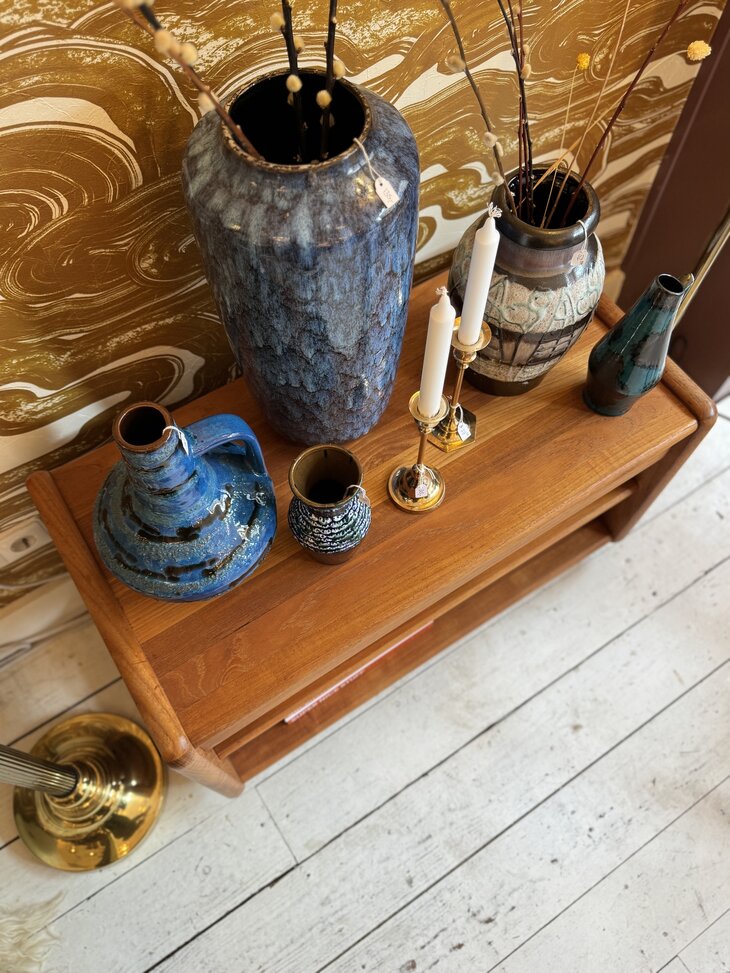 Vintage Toften Denmark open kastje teak op wieltjes | Sprinkelhop