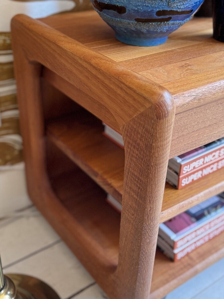 Vintage Toften Denmark open kastje teak op wieltjes | Sprinkelhop