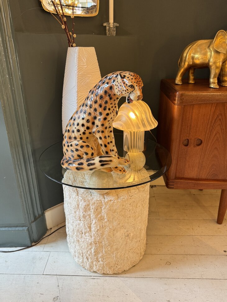 Vintage mactan stenen glazen salontafel Magnussen Ponte | Sprinkelhop