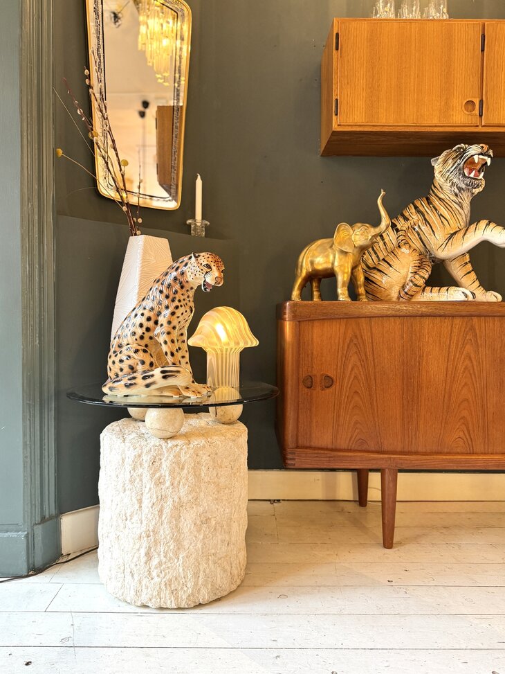 Vintage mactan stenen glazen salontafel Magnussen Ponte | Sprinkelhop