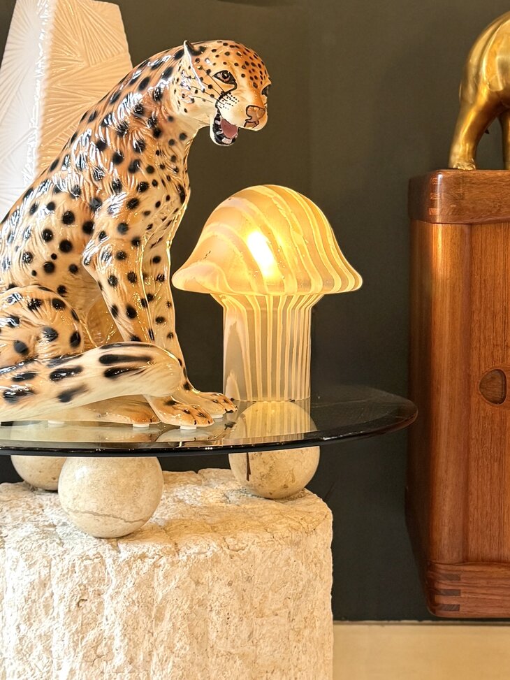 Vintage mactan stenen glazen salontafel Magnussen Ponte | Sprinkelhop