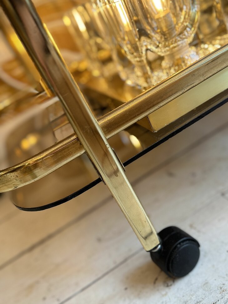 Vintage goudkleurige bar cart trolley serveerwagen 1980s | Sprinkelhop