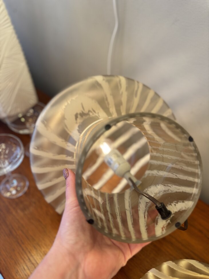 Peill &amp; Putzler zebra gestreepte mushroom glazen tafellamp M | Sprinkelhop