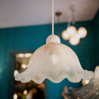 Murano swirl glazen hanglamp wit perzik