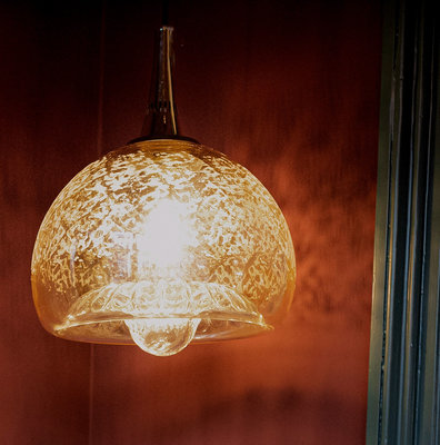 Vintage glazen mushroom kwalvormige hanglamp
