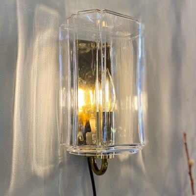 Vintage wandlamp Glashütte Limburg glas met messing 2st