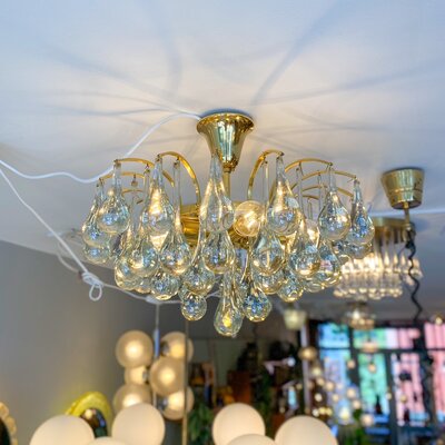 Vintage Christophe Palme teardrop plafondlamp messing Murano klein
