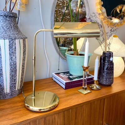 Vintage messing leeslamp bureaulamp draaibaar