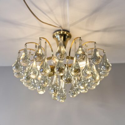 Vintage Christophe Palme teardrop plafondlamp messing Murano klein