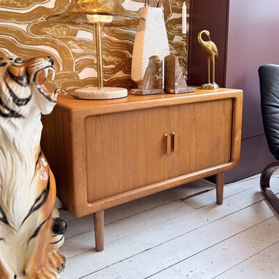Vintage Deens dressoir CFC Silkeborg tambour deuren sideboard