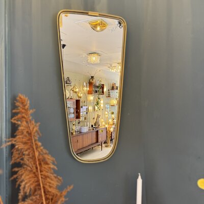 Vintage jaren '50 spiegel messing zwart