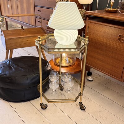 Vintage messing jaren '50 tafeltje bar cart hexagon