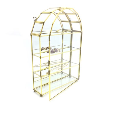 Vintage glazen hemel vitrinekastje messing